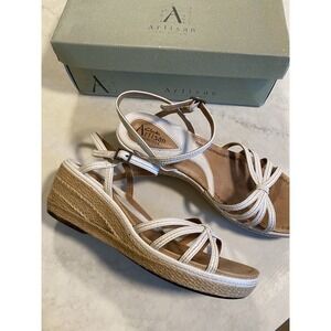 Clark's Artisan White Espadrille Wedge Sandals 10M Summer